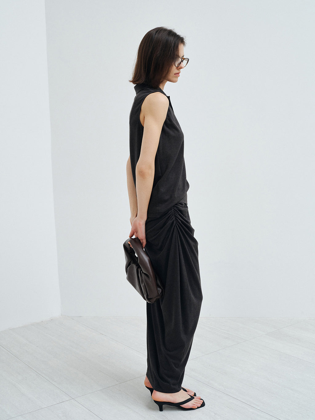 Women's Ruched Maxi Column Skirt
