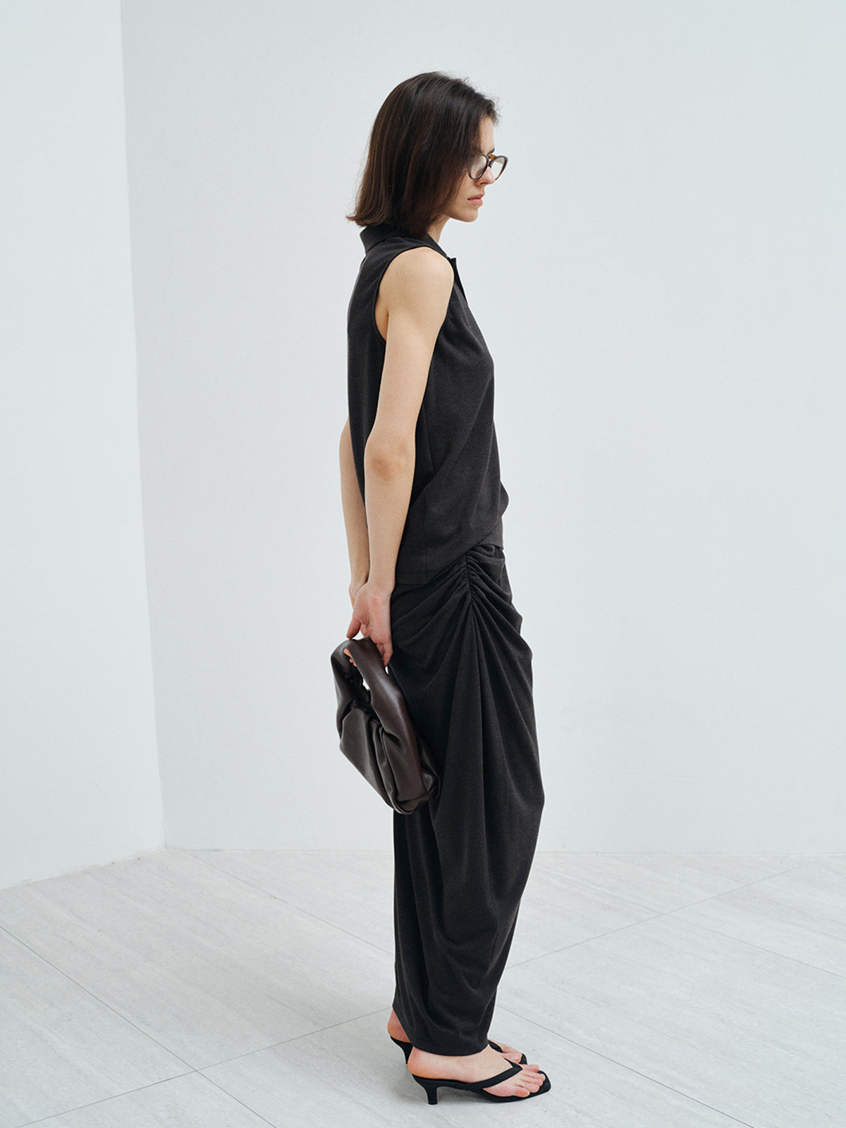 Women's Ruched Maxi Column Skirt