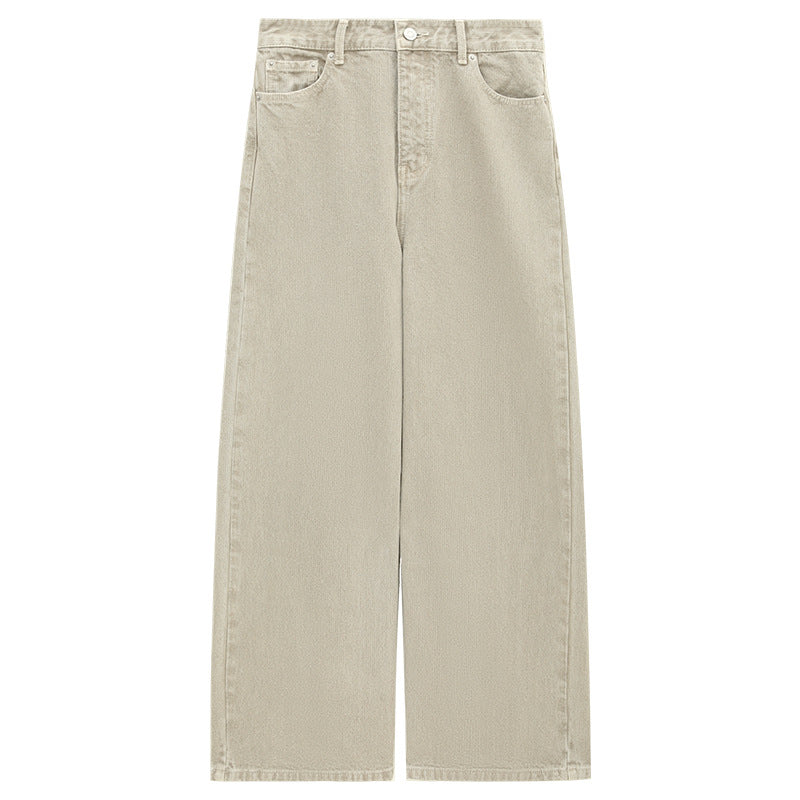 Minimalist Warm Straight Versatile Washed Jeans