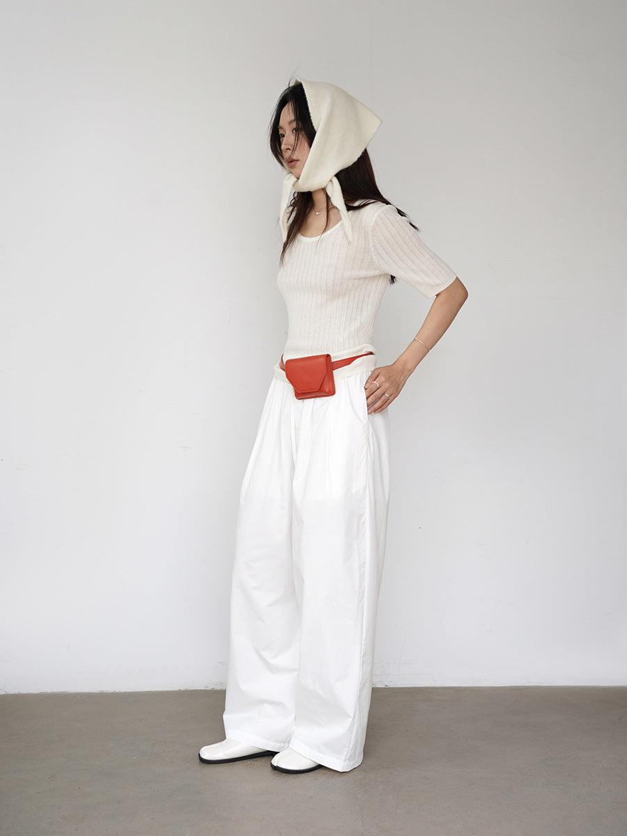 Relaxed Wide Leg Elastic Waist Pants