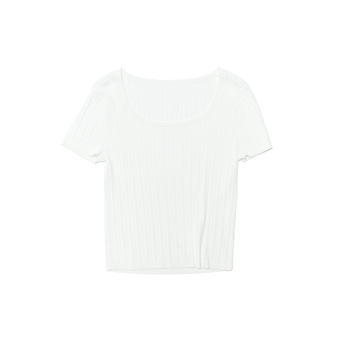 Delicate Mesh Lace Square Neck Slim Fit Knit Top