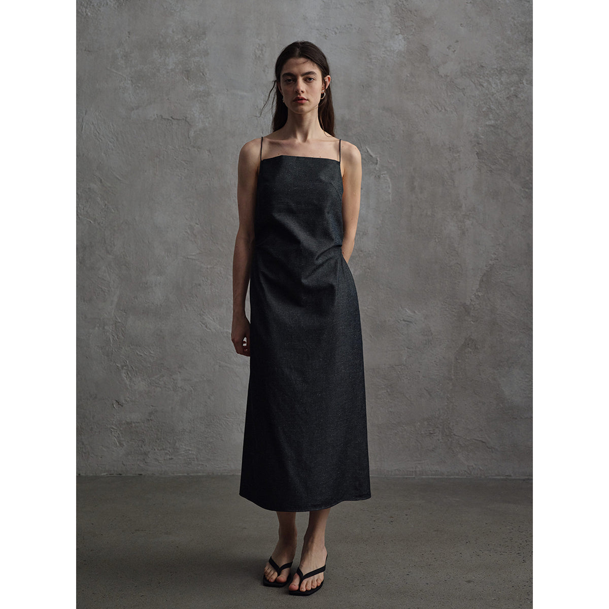 Linen Off-shoulder Strap Dress