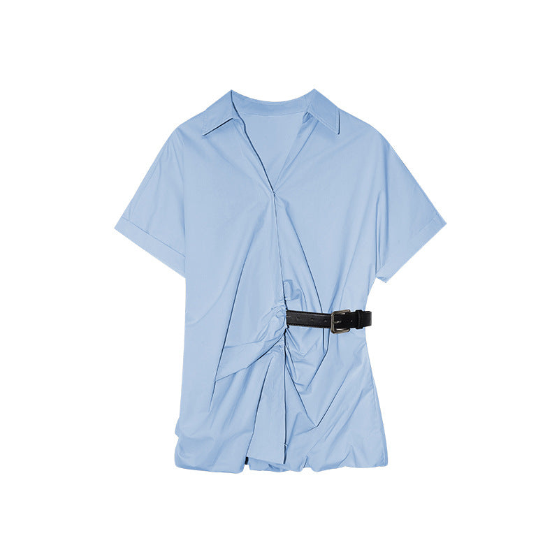 Belted Wrap Peplum Blouse Shirt Top