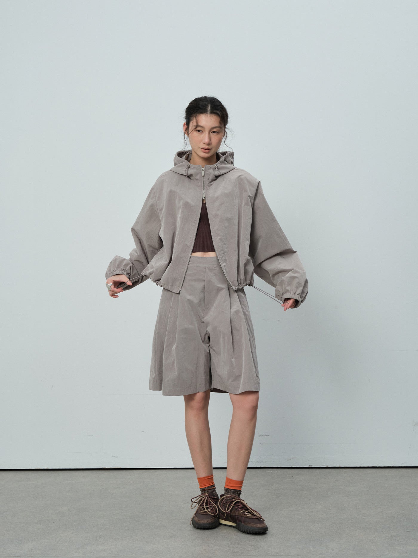 Double-Zipper Design Plush Functional Hooded Jacket