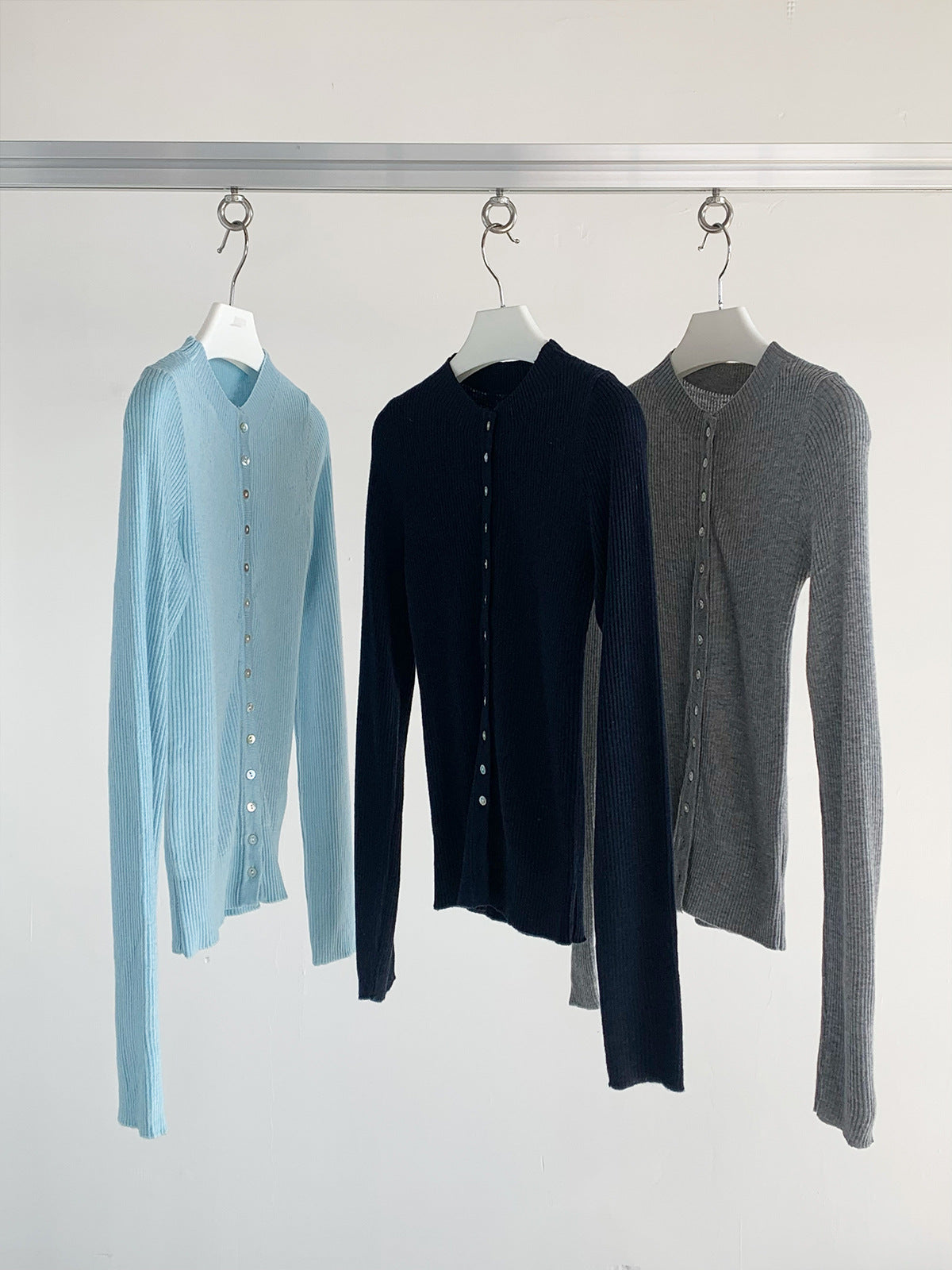Long Sleeve Ribbed Cardigan Sweater Top