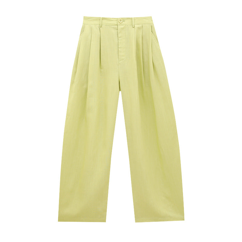 Curved-Shaped Low-Waist Casual Pants