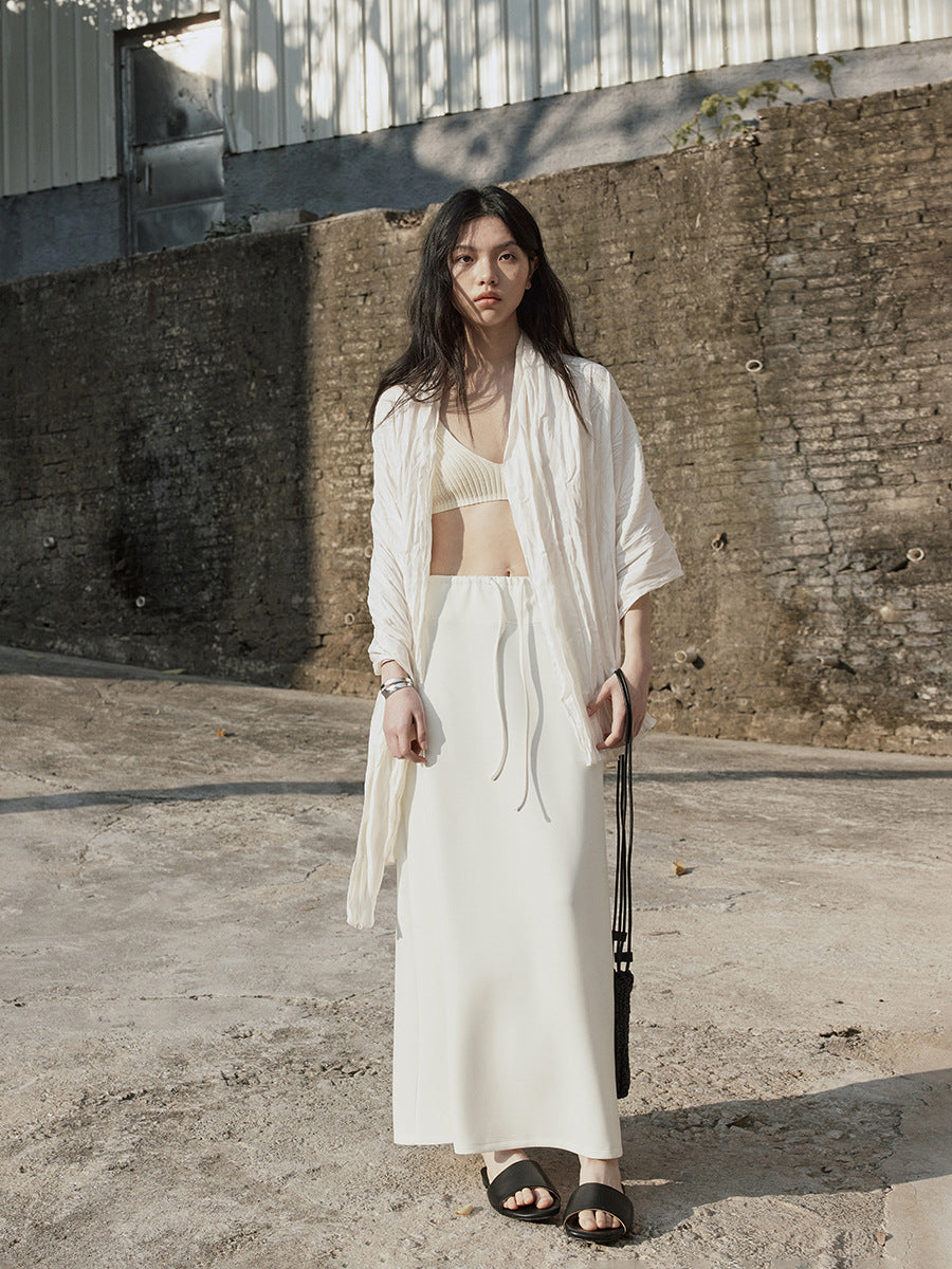 Soft Scuba-Knit A-Line Maxi Skirt