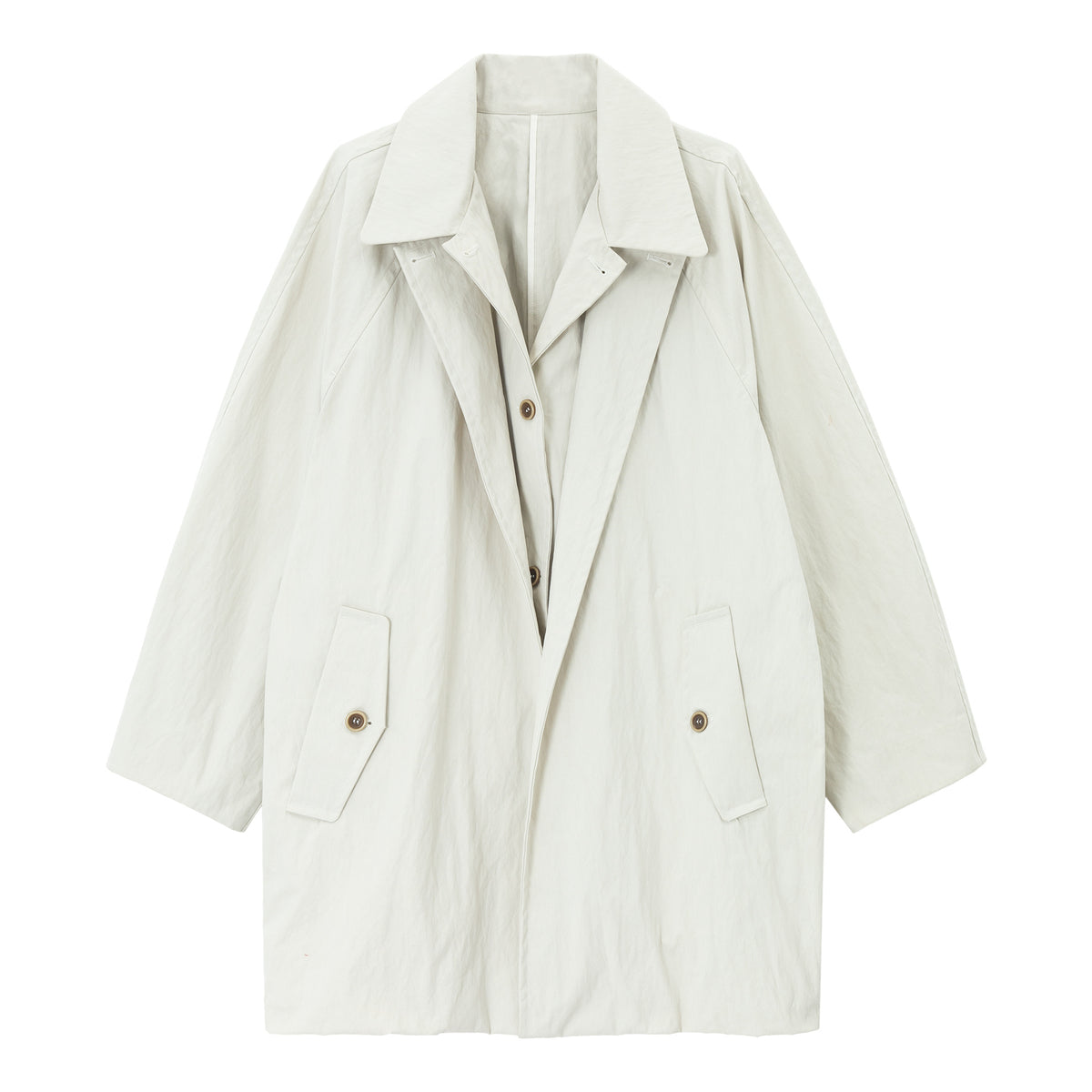 Illusion Double-layer Cocoon-shaped Structured Trench Coat