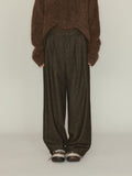 Versatile Herringbone Wool Blend Low-waisted Casual Trousers