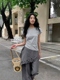 Minimalist Side Pleats Basic T-Shirt
