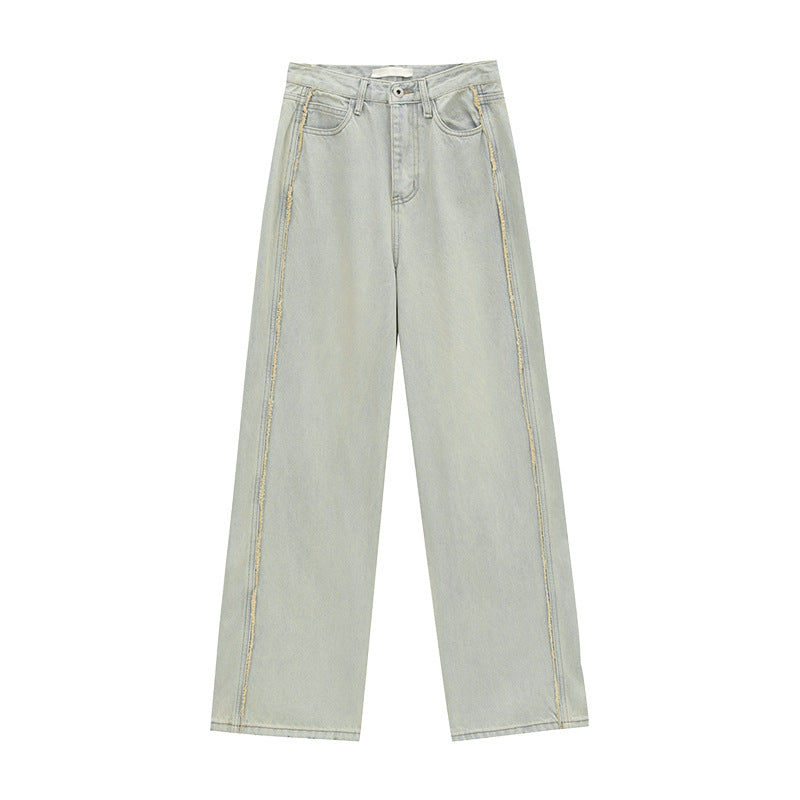 Distressed Colorful Sides Straight Leg Jeans