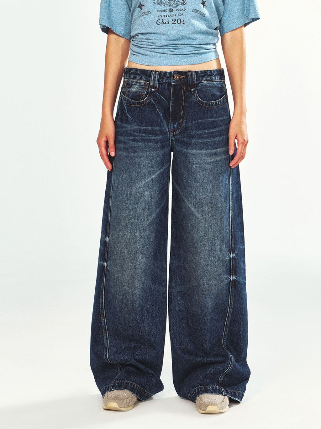 Vintage Washed Heavy-duty Jeans