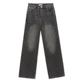 High-Rise Casual Straight-Leg Washed Jeans