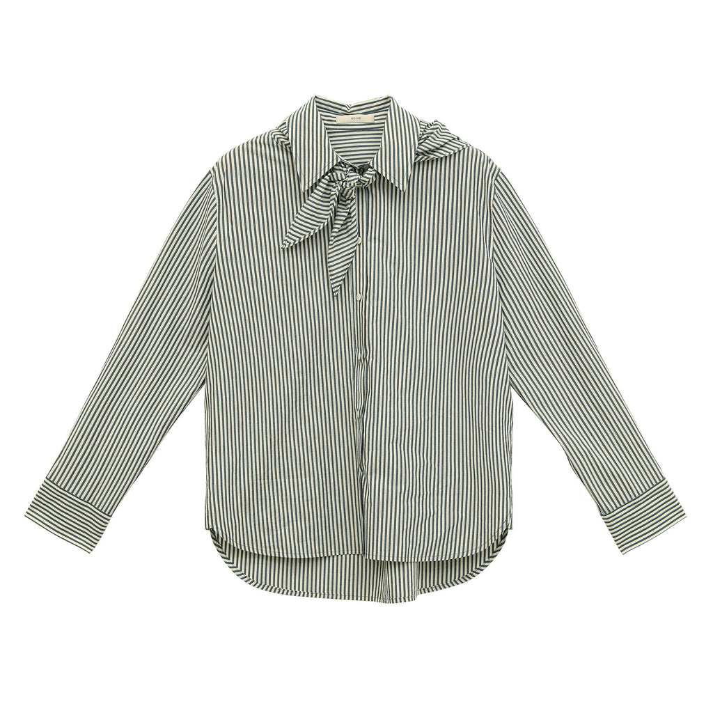 Striped Scarf Long-Sleeve Shirt