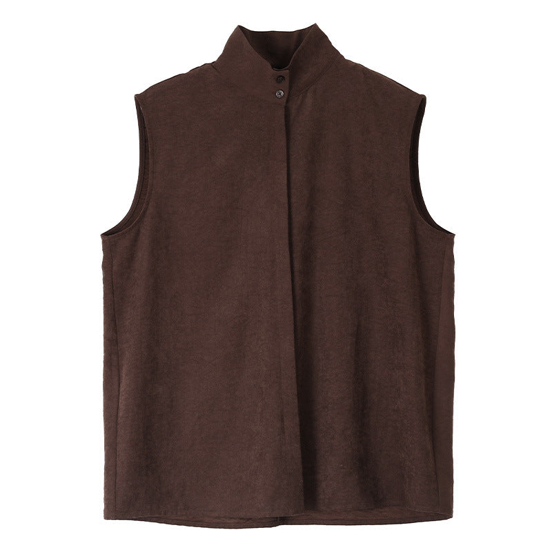Elegant Sleeveless Stand Collar Versatile Shirt