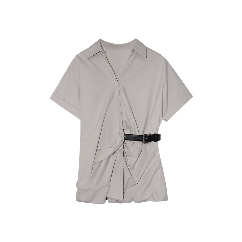 Belted Wrap Peplum Blouse Shirt Top