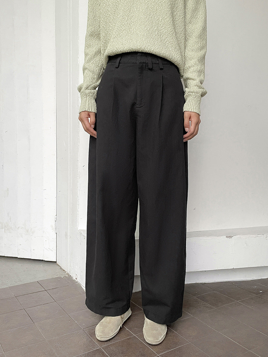 High-Waisted Wide-Leg Tailored Pants with Front Pleats