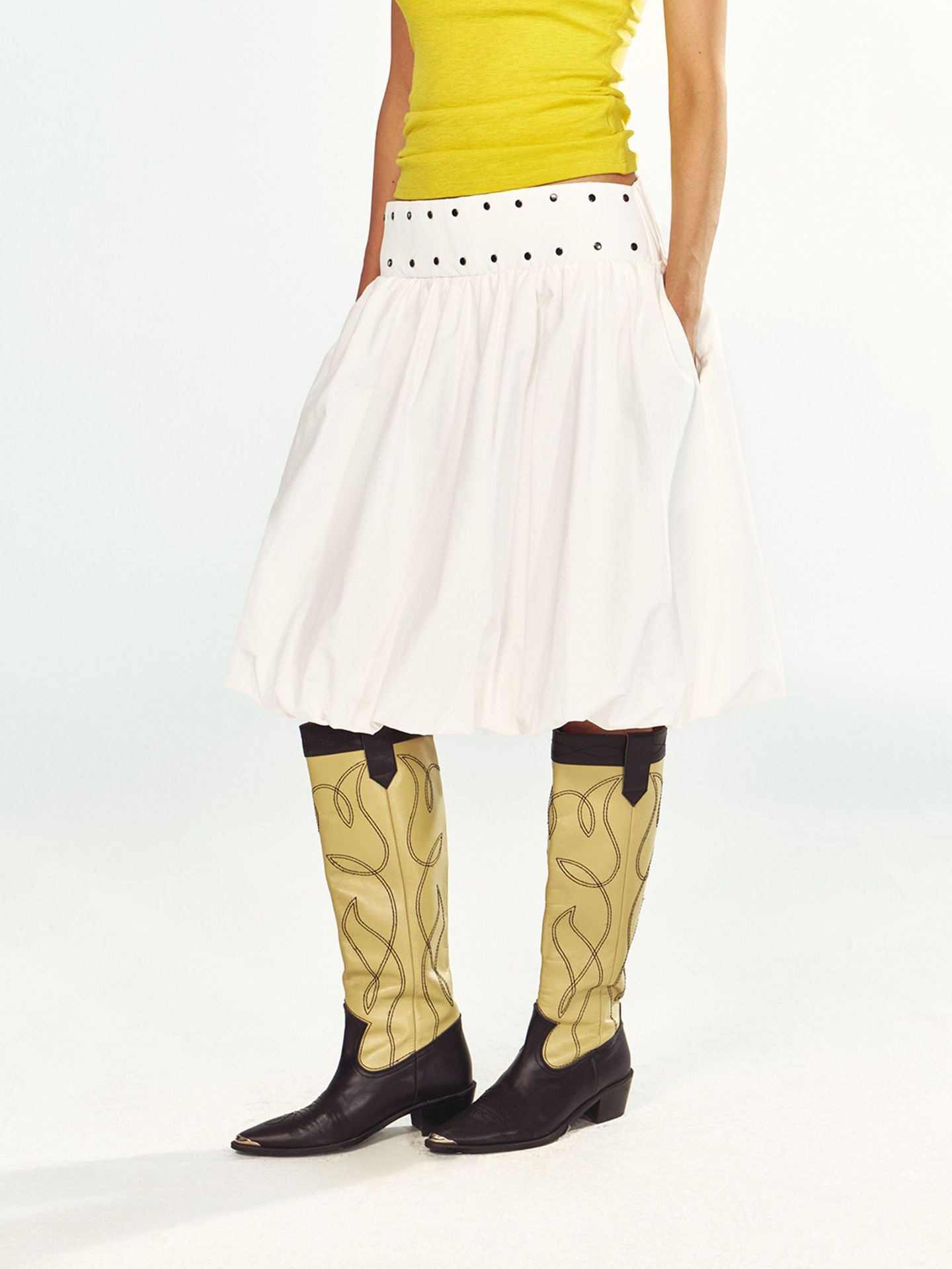 Versatile Studded Flower Bud Midi Skirt