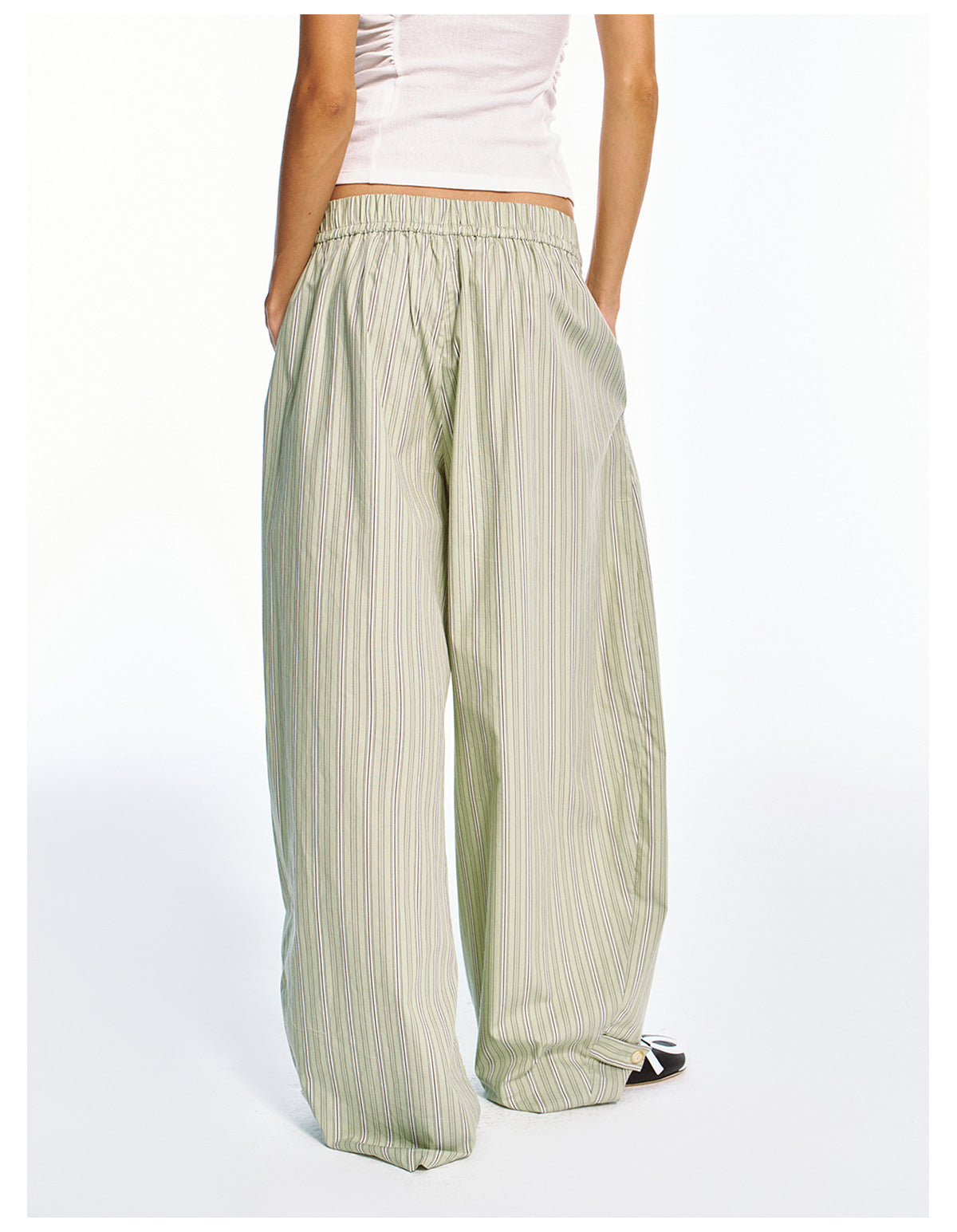 Breathable Striped Adjustable Leg Cuff Casual Pants