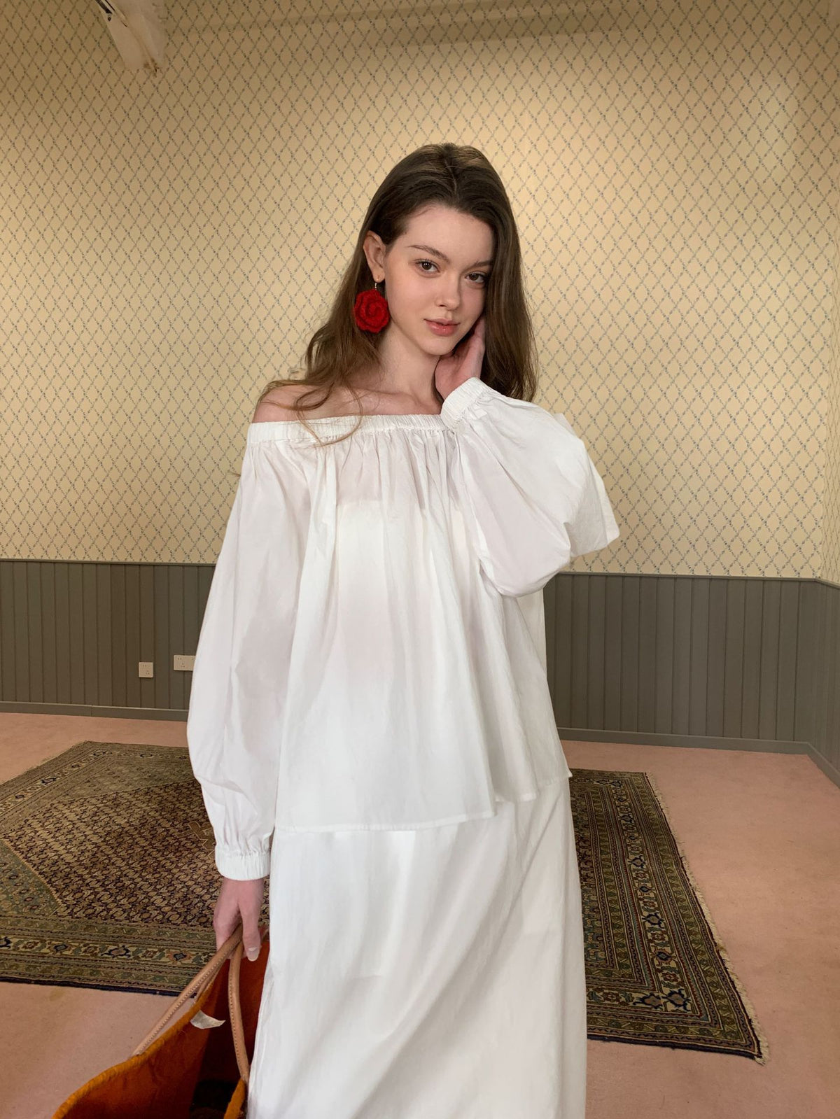 Off-Shoulder Balloon Sleeve Blouse Top