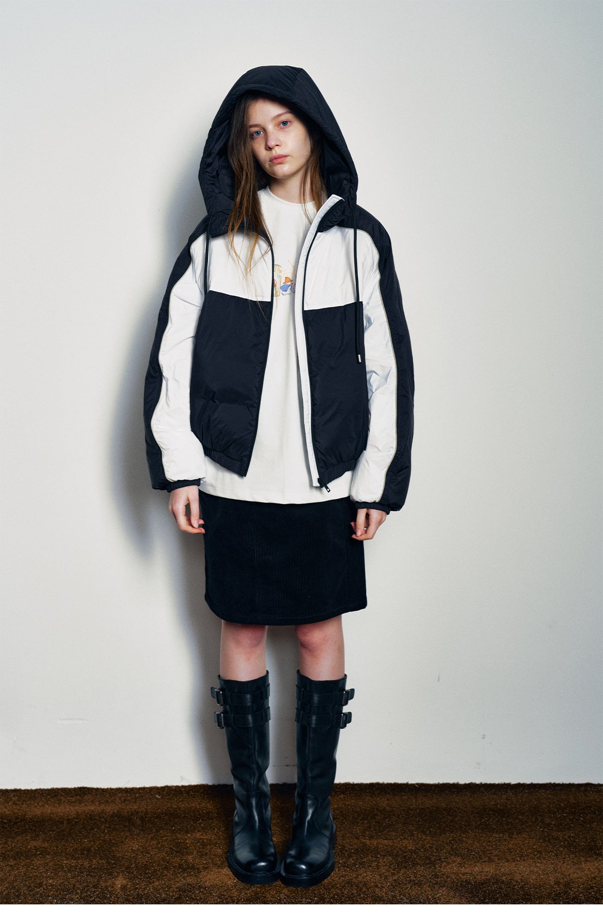 Retro Sports Contrast Duck Down Jacket