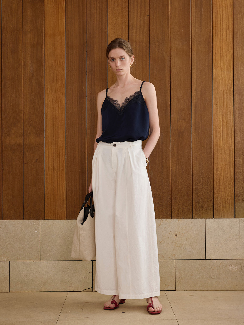 Pleated Casual  Straight-Leg Pants
