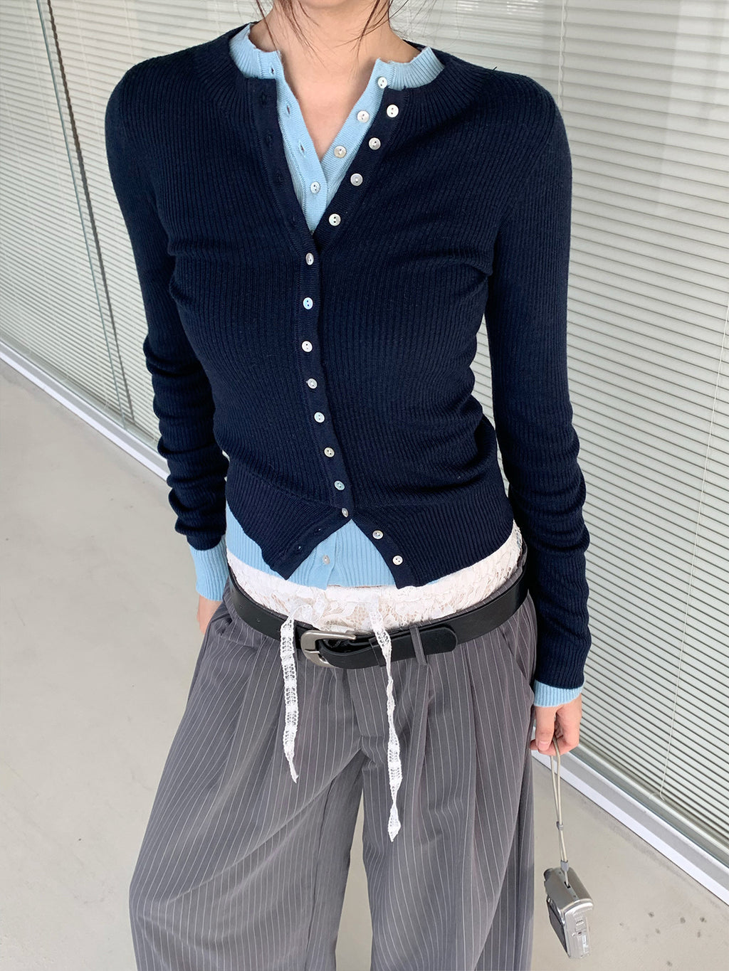Long Sleeve Ribbed Cardigan Sweater Top