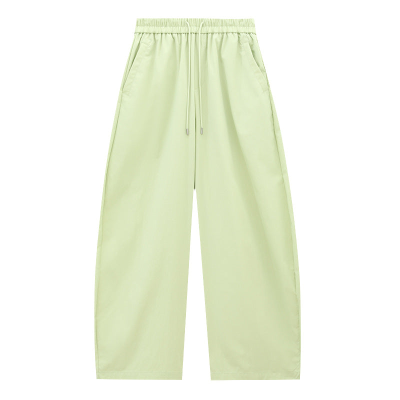 Drawstring Elastic Waist Barrel Pants