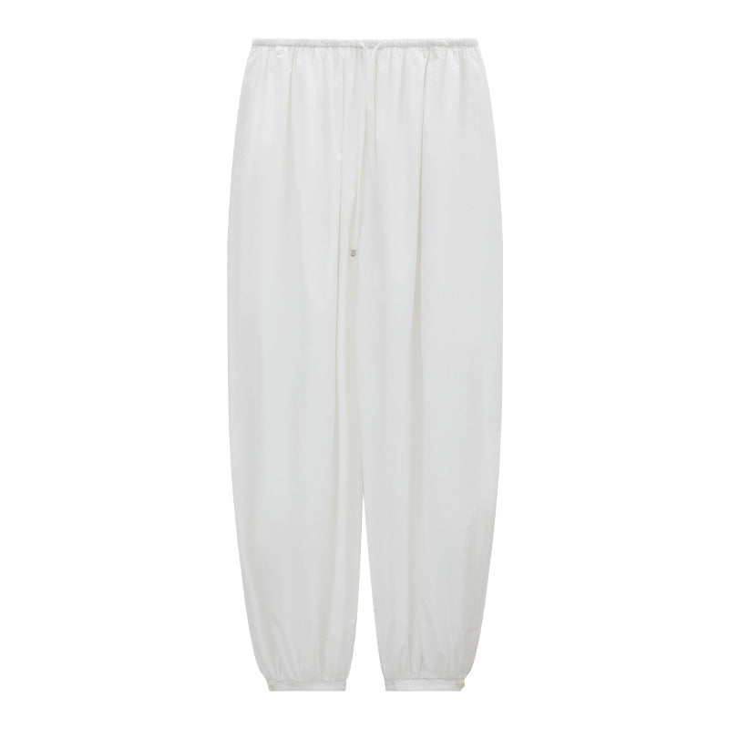 Elastic Fit Wide-Leg Drawstring Recycled Fabric Pants