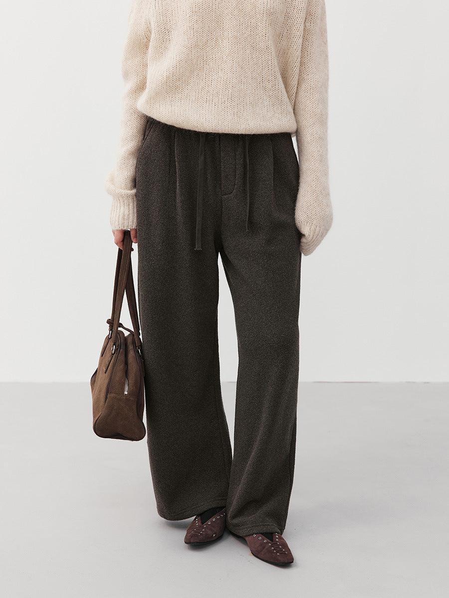 Textured Knit Wide Leg Drawstring Pants