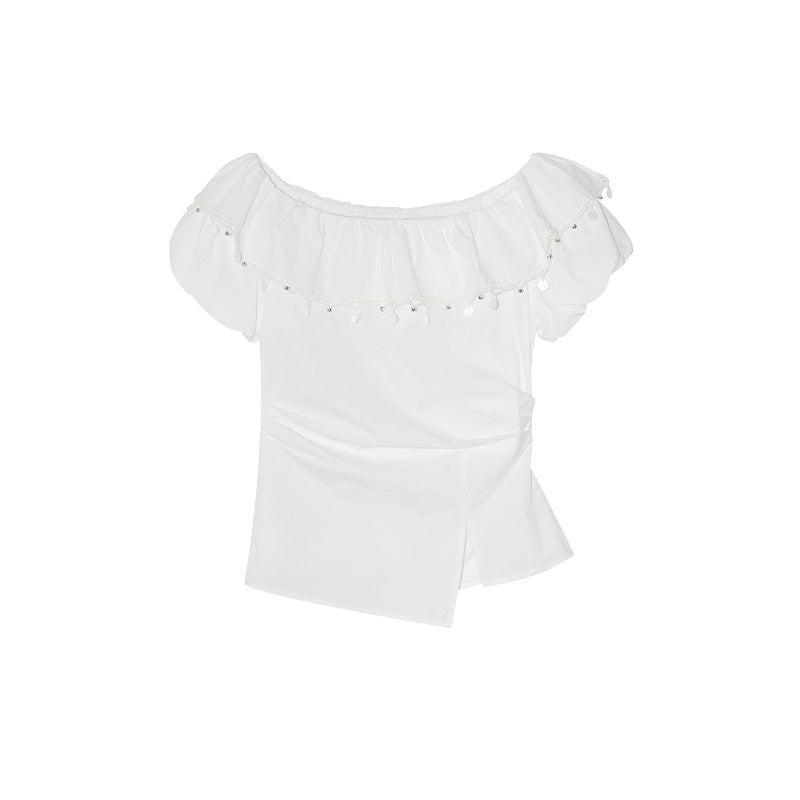 Off-Shoulder Lace Trim Top
