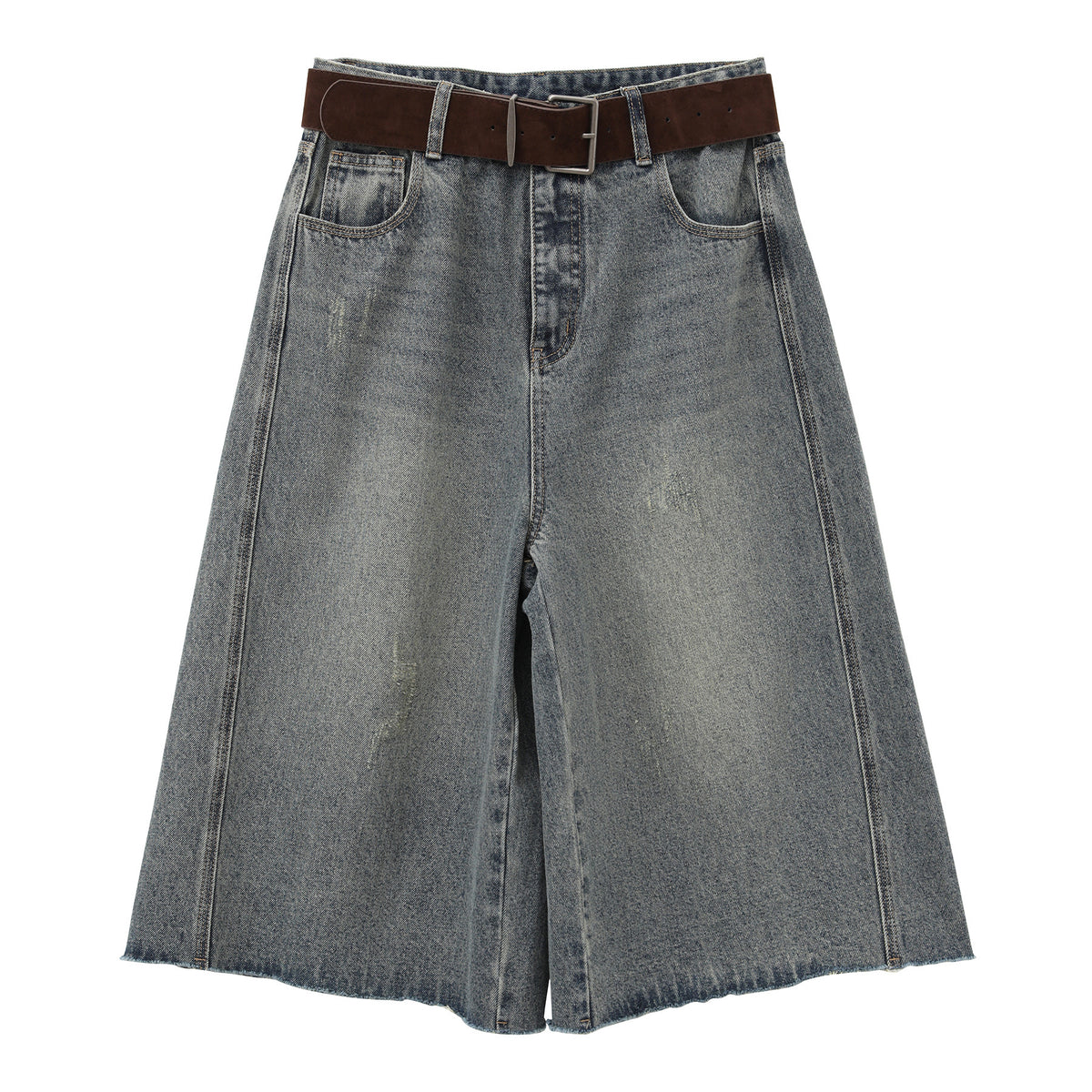 Distressed Wide Leg Baggy Long Jorts