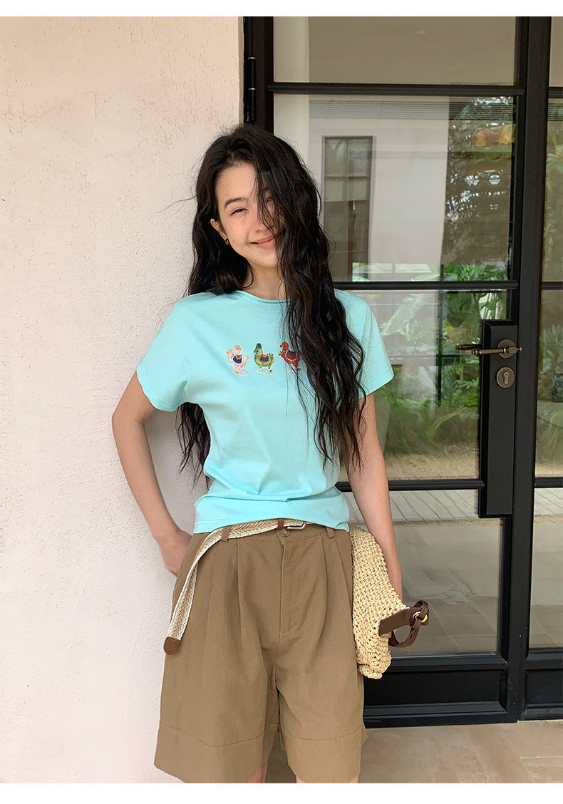 Linen Casual Wide-leg Belt Shorts