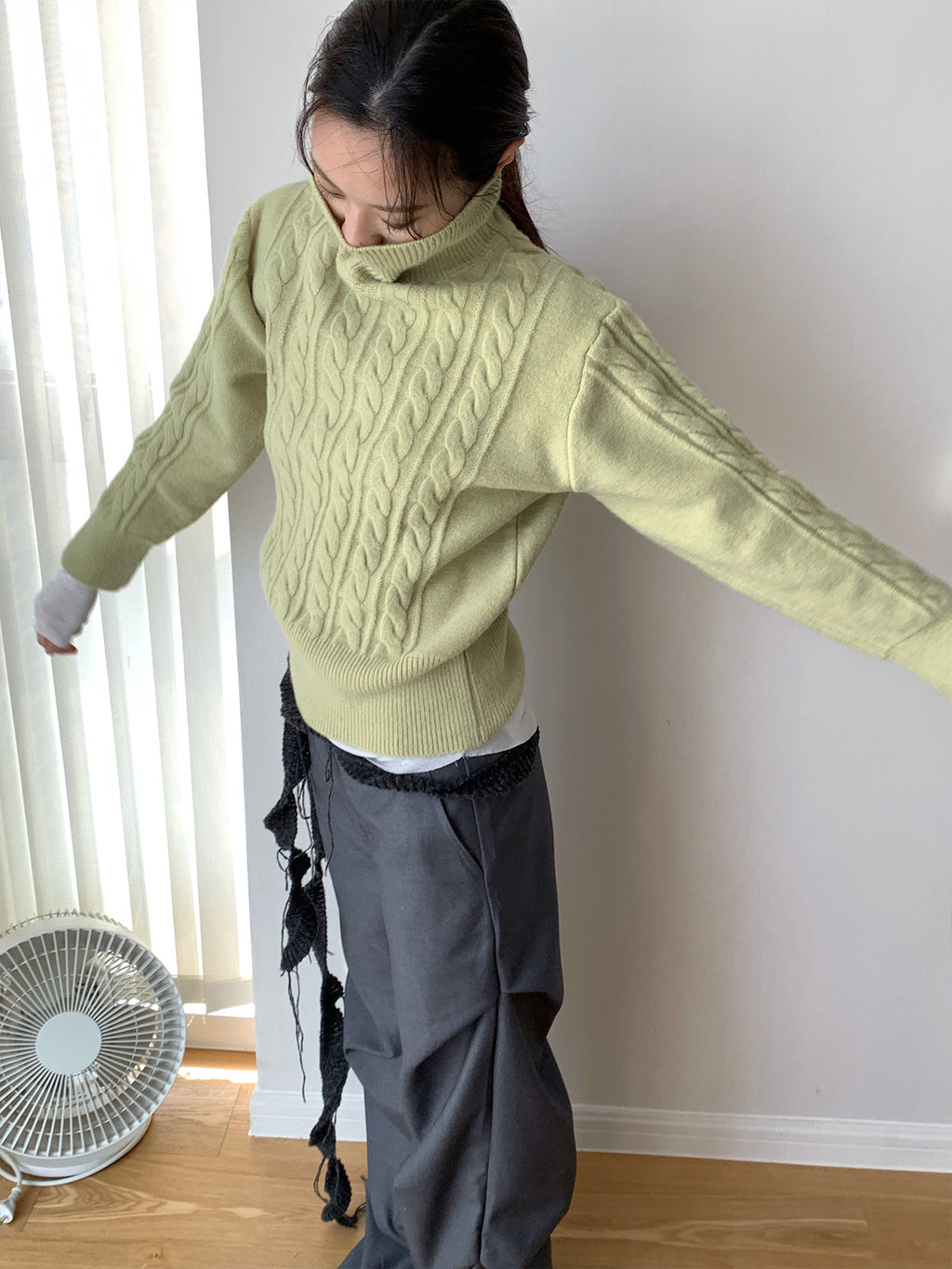 Jacquard Turtleneck Knit Sweater Pullover