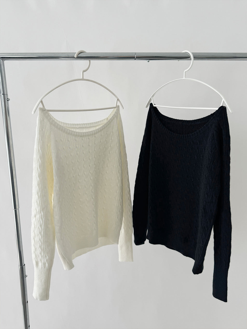 Boat Neck Off-Shoulder Knitted Sweater