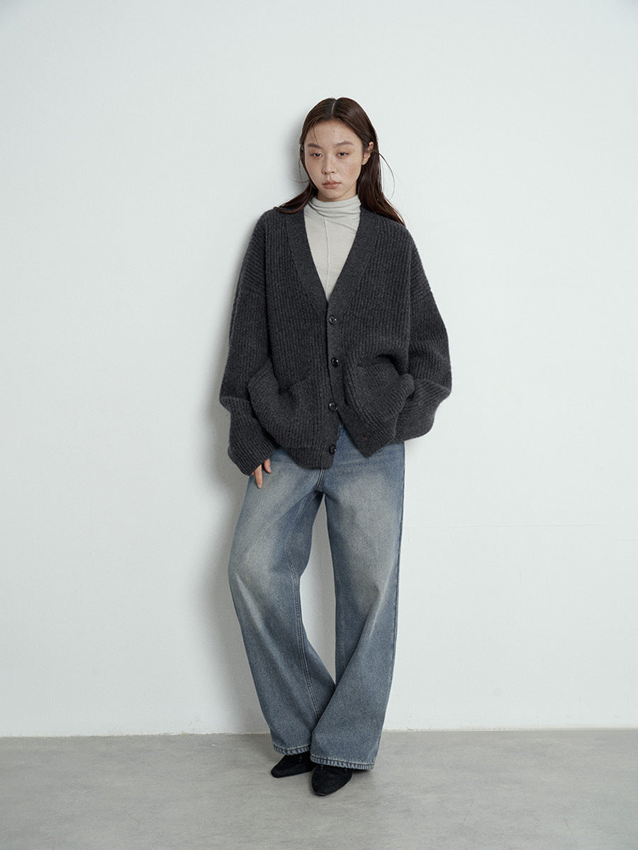 High-Rise Casual Straight-Leg Washed Jeans
