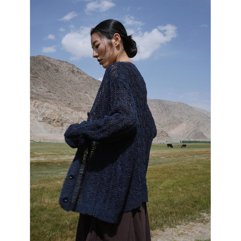 Hollow Relaxed Woven Cardigan