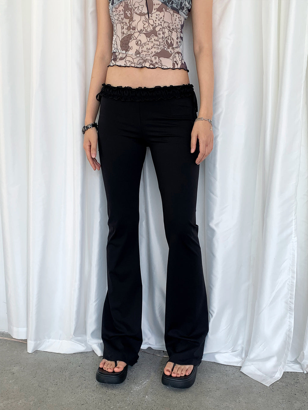Low-rise Drawstring Bootcut Pants