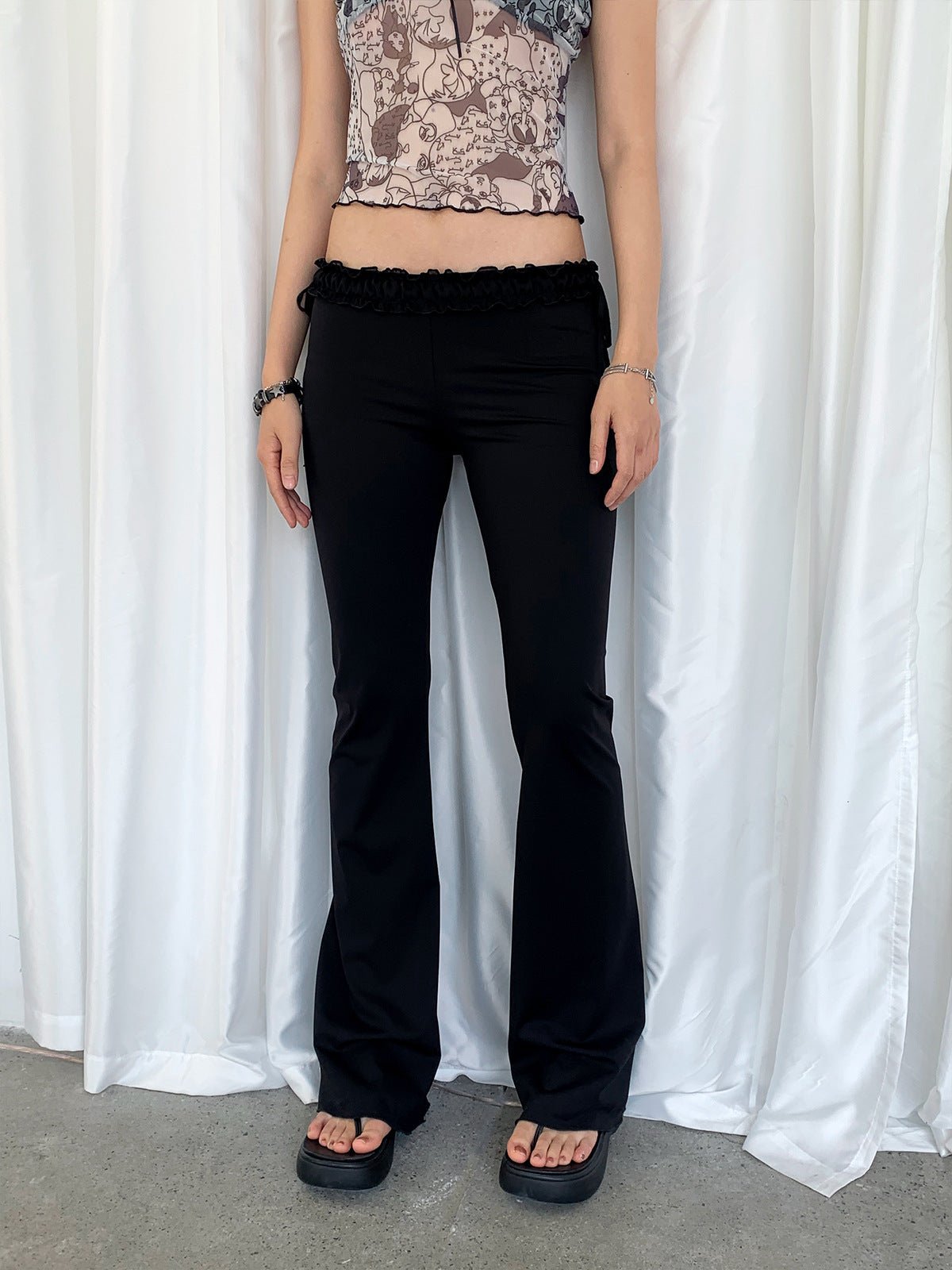 Low-rise Drawstring Bootcut Pants