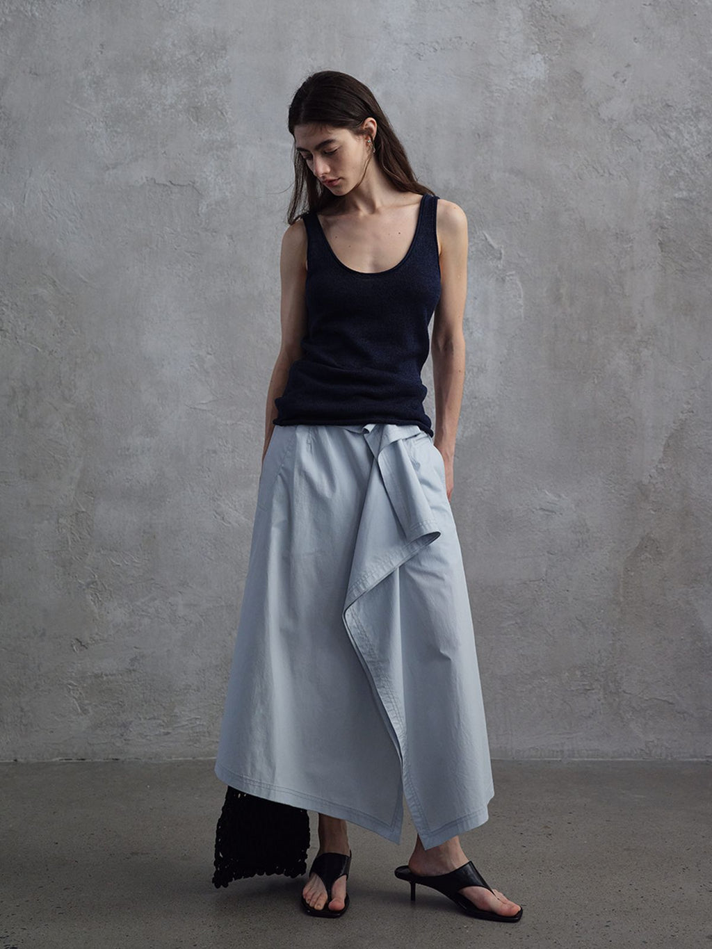 Asymmetric Wrap Midi Skirt