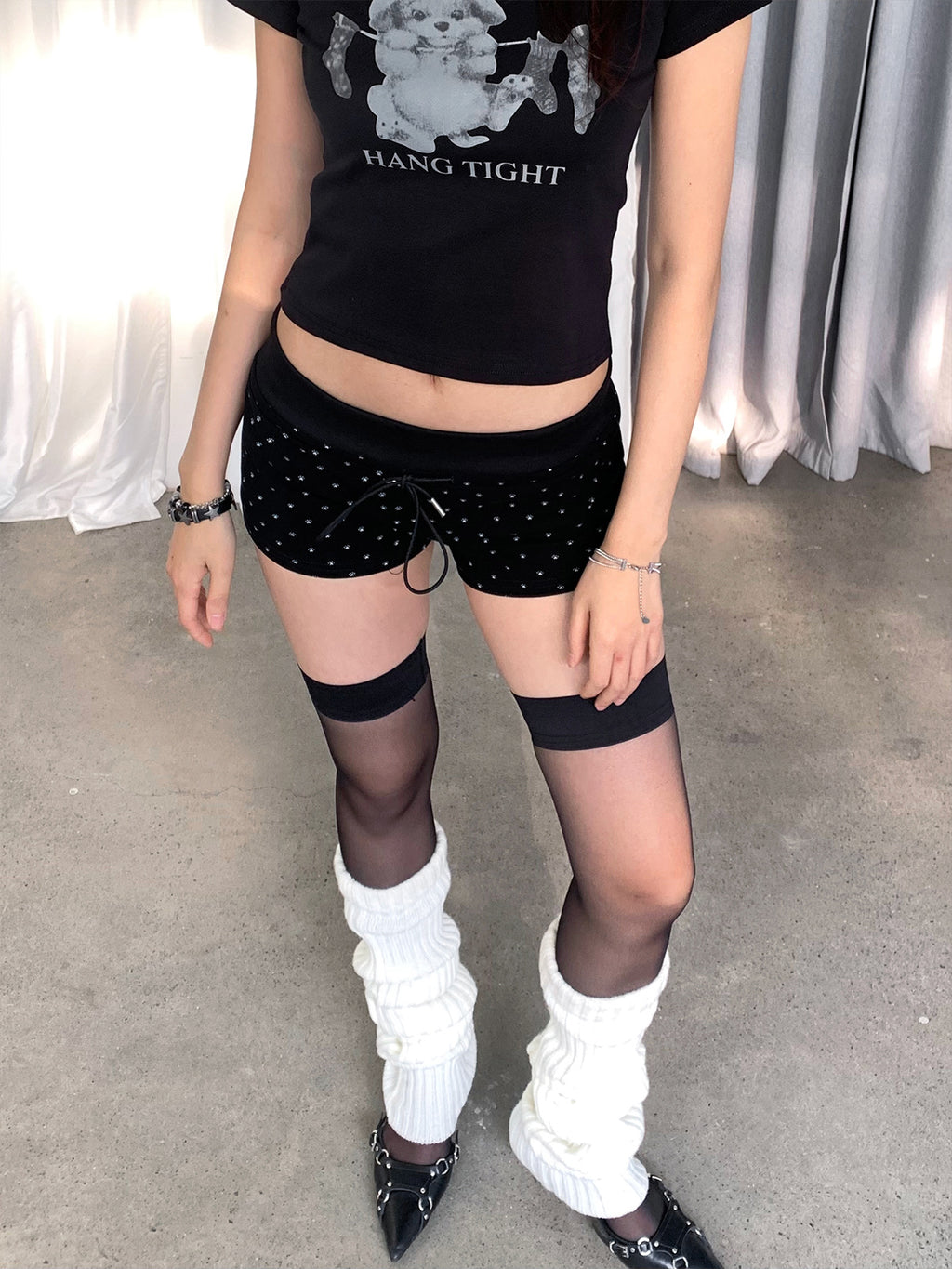 Cute Polka Dots Cotton Mini Sweat Shorts