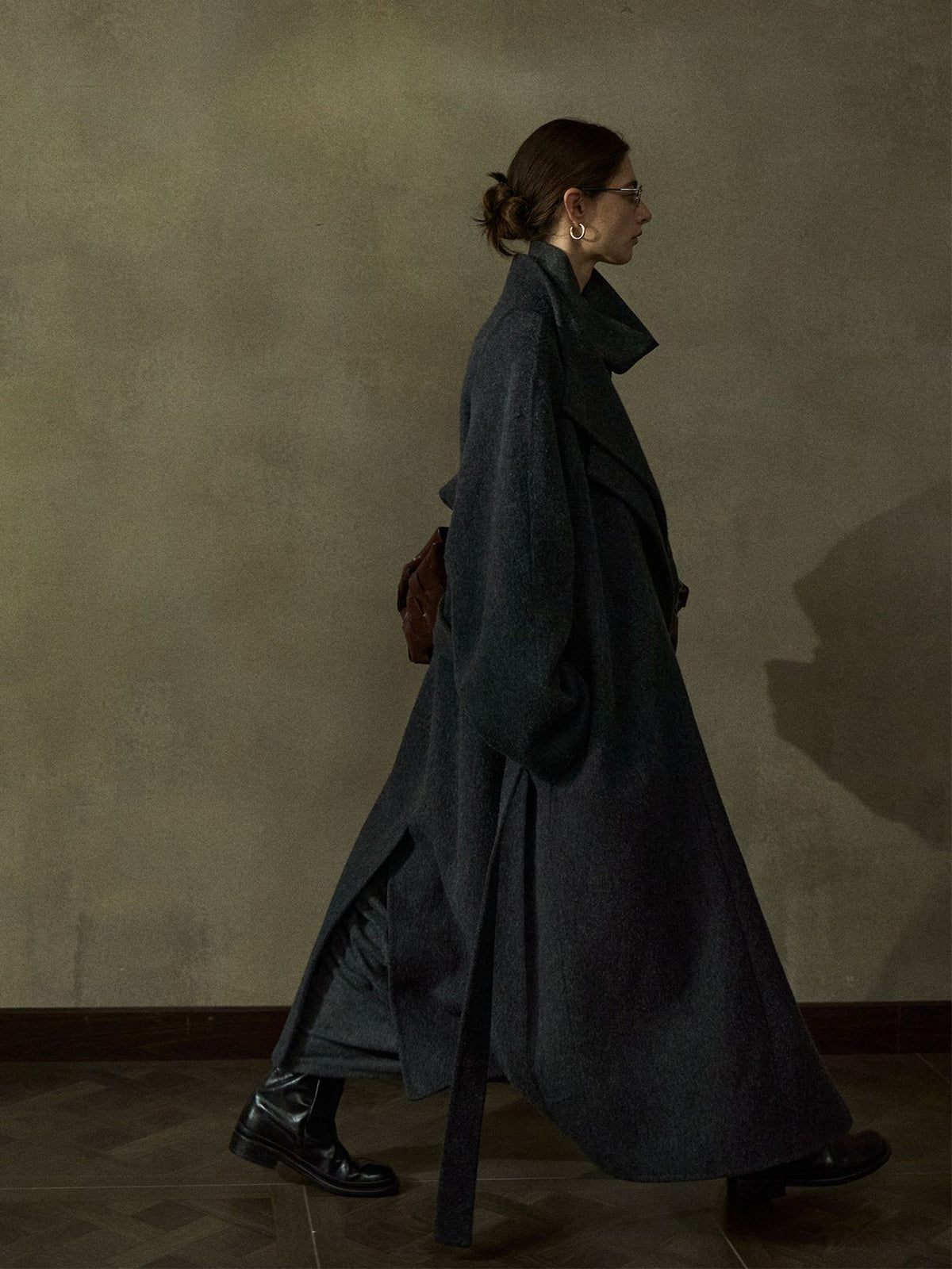 Double-collar Textured Wool Coat