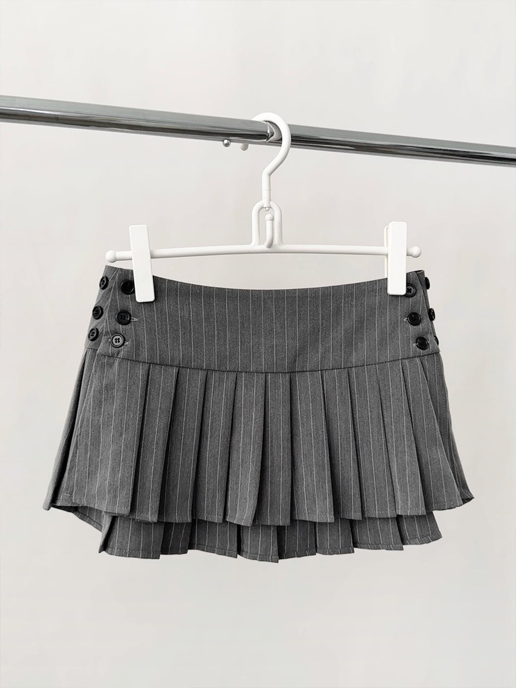 Low Waist Pleated Striped A-Line Skirt