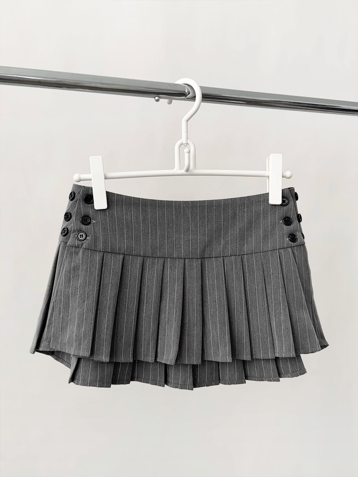 Low Waist Pleated Striped A-Line Skirt