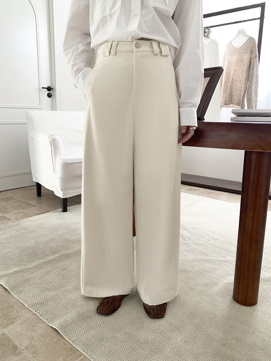 Minimalist Warm Straight-Leg Casual Pants