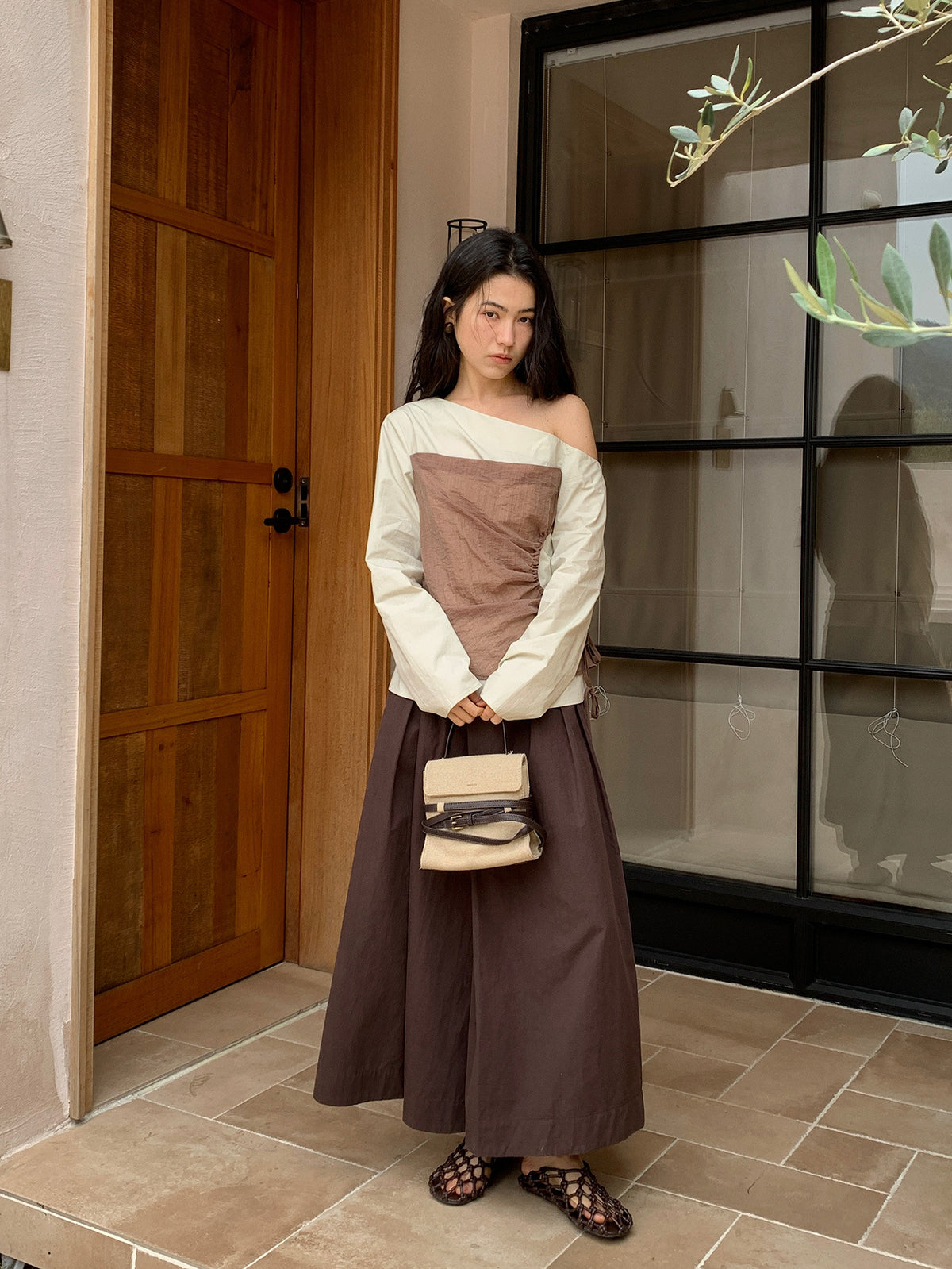 Cotton and Linen Mid-length A-Line Culottes Pants