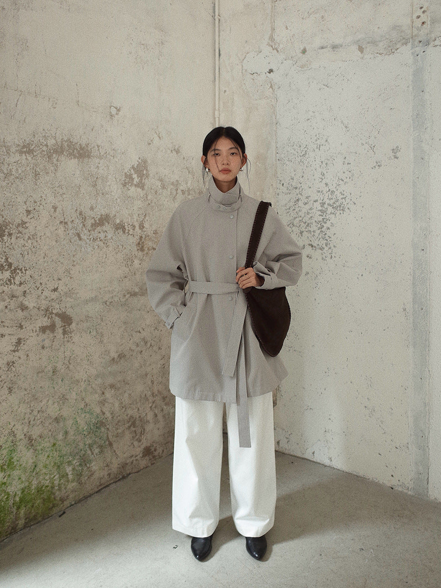 Stand-Up Collar Mid-Length Stylish Trench Coat