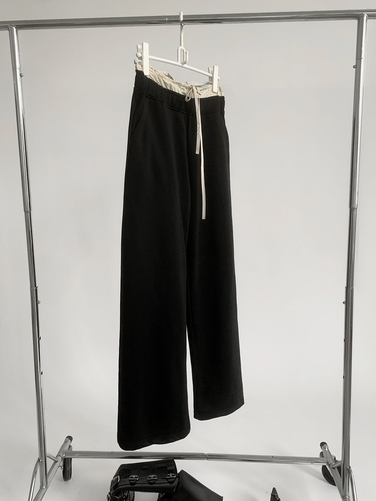 Spliced Waist Contrasting Wide-leg Elastic Waist Sweatpants