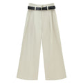 Double-Pleated Straight-Leg Pants with Belt