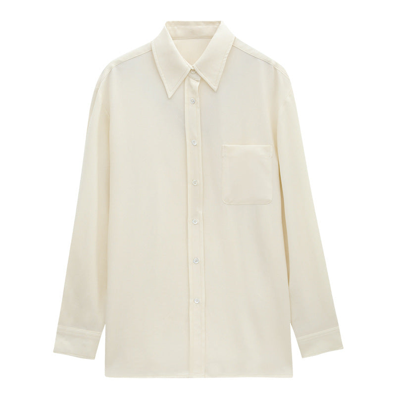 Relaxed Oversized Button-Front Shirt with Pocket